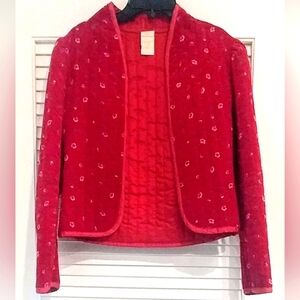 Vintage Rare Red Velvety Floral Women's Jacket Small